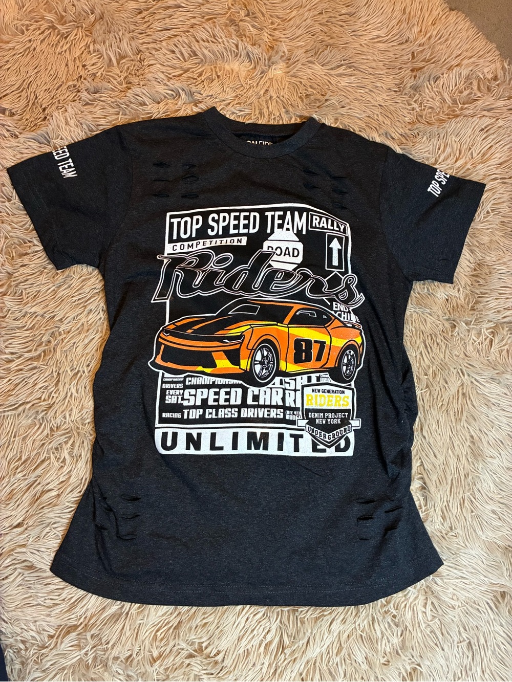 On Fire Black Distressed Graphic Tee